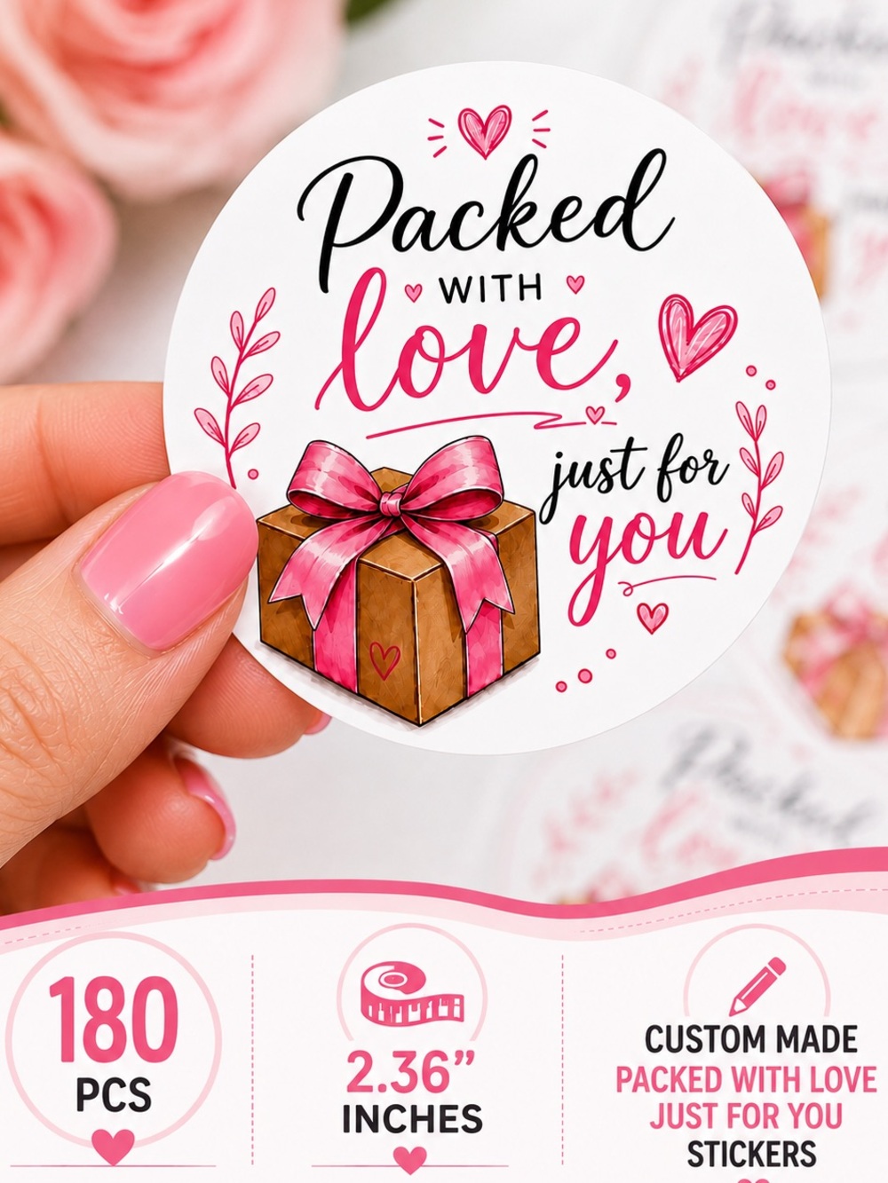 180PC Packed With Love Just For You Stickers